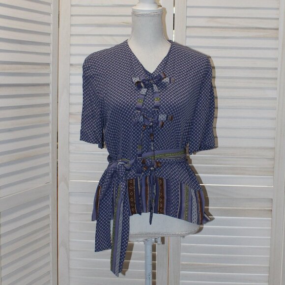 Doncaster Blue Rayon Peasant Blouse Size 4 NWT - Picture 2 of 5